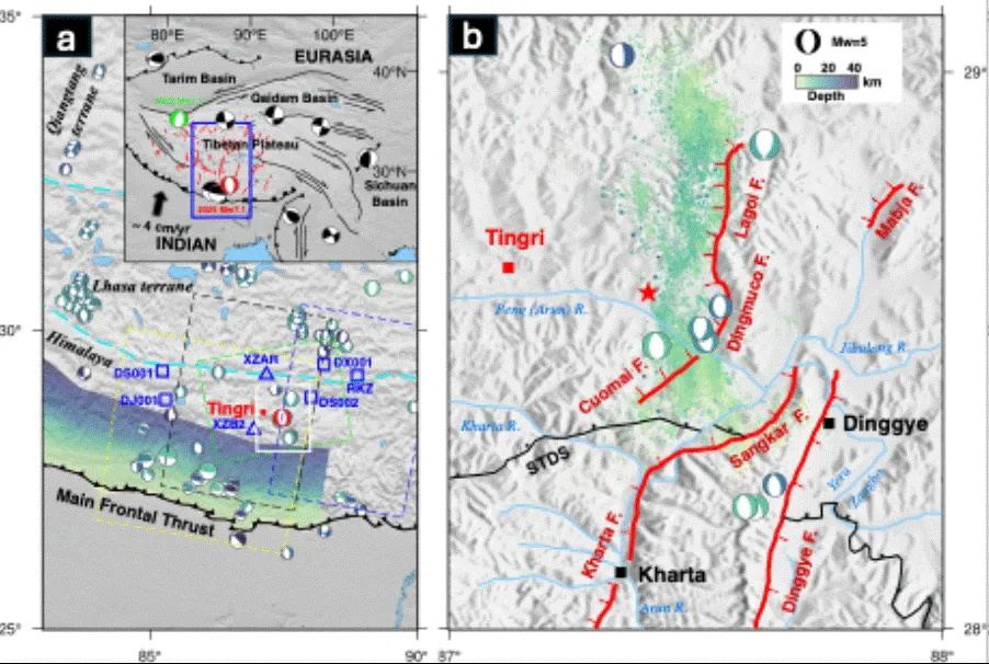 图1 2025定日地震构造背景